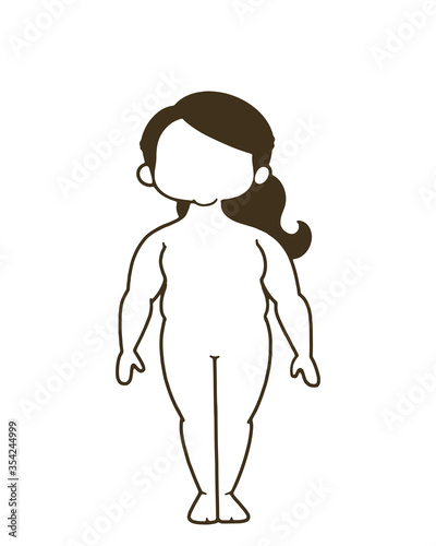 女性の人体のイラスト　正面　肥満