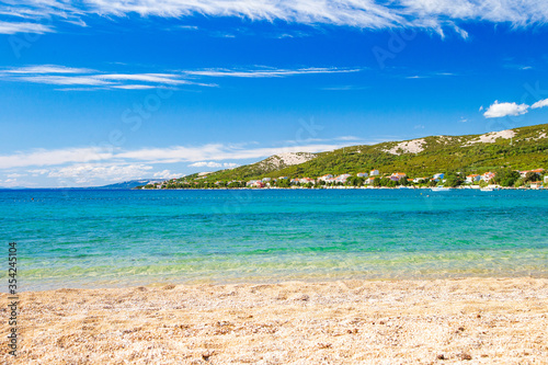 Adriatic sea shore in Croatia on Pag island, beautiful Puntica sand beach 