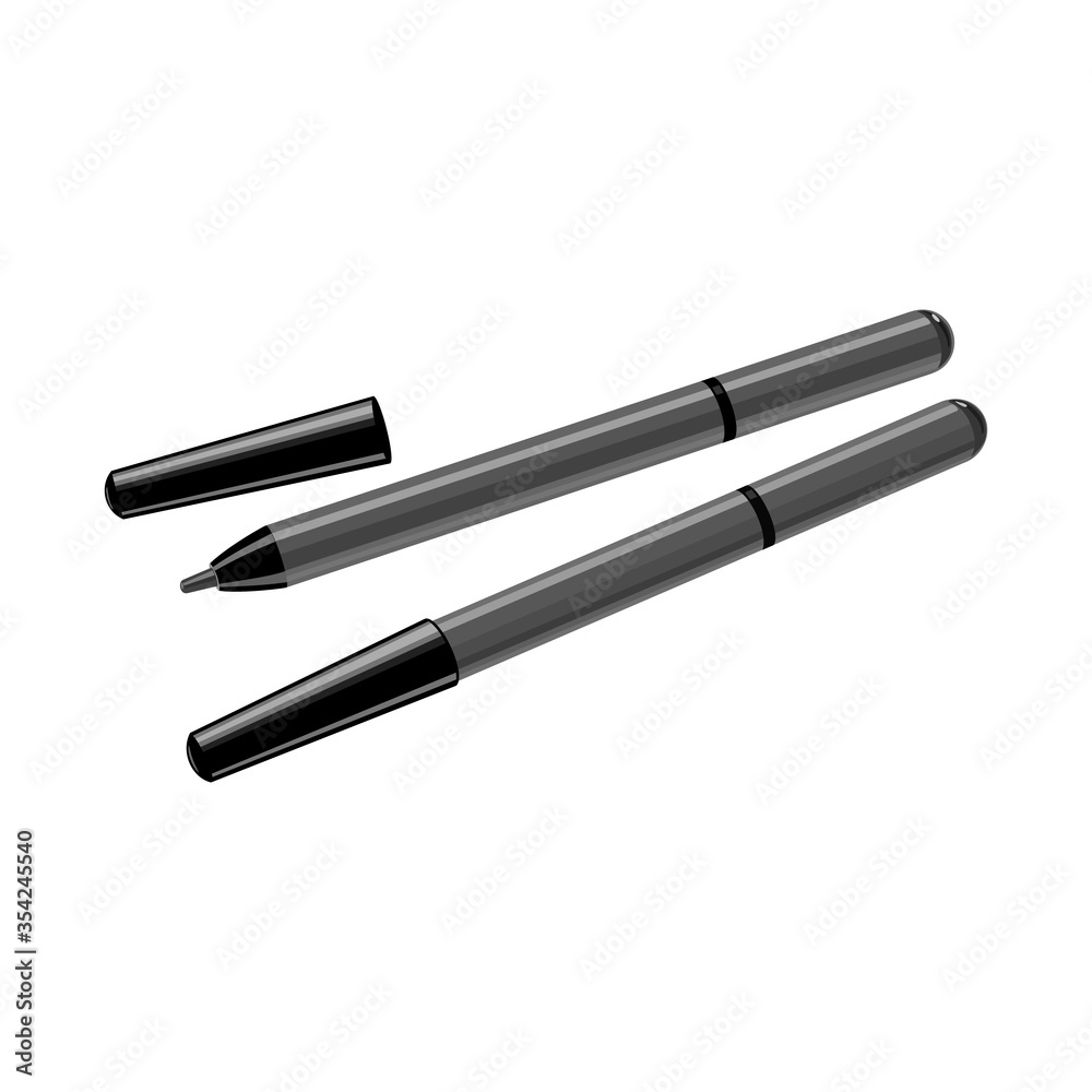 Isolated object of eyeliner and contour symbol. Web element of eyeliner and pencil stock symbol for web. Isolated object of eyeliner and contour symbol. Web element of eyeliner and pencil stock symbol for web.