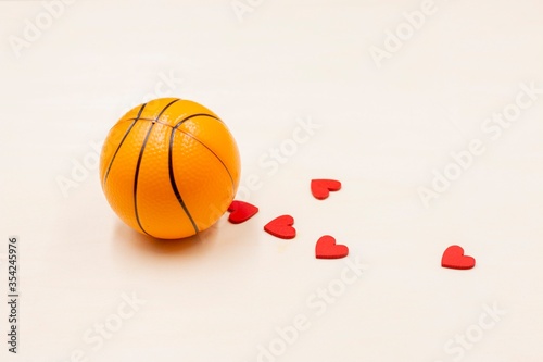Basketball with love with red heart shape for Valentine's Day Wedding thank you 
