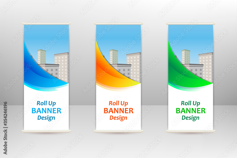 Roll up vertical banner, business design template