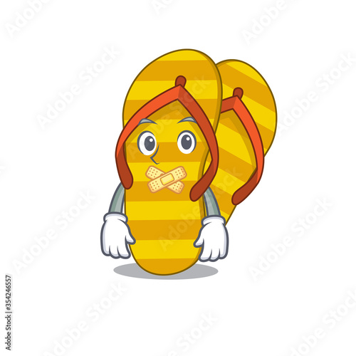 Flip flops cartoon character style having strange silent face