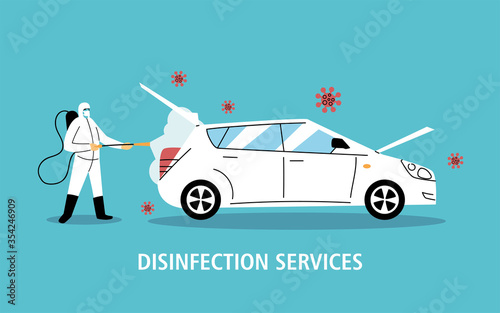 service car disinfection by coronavirus or covid 19