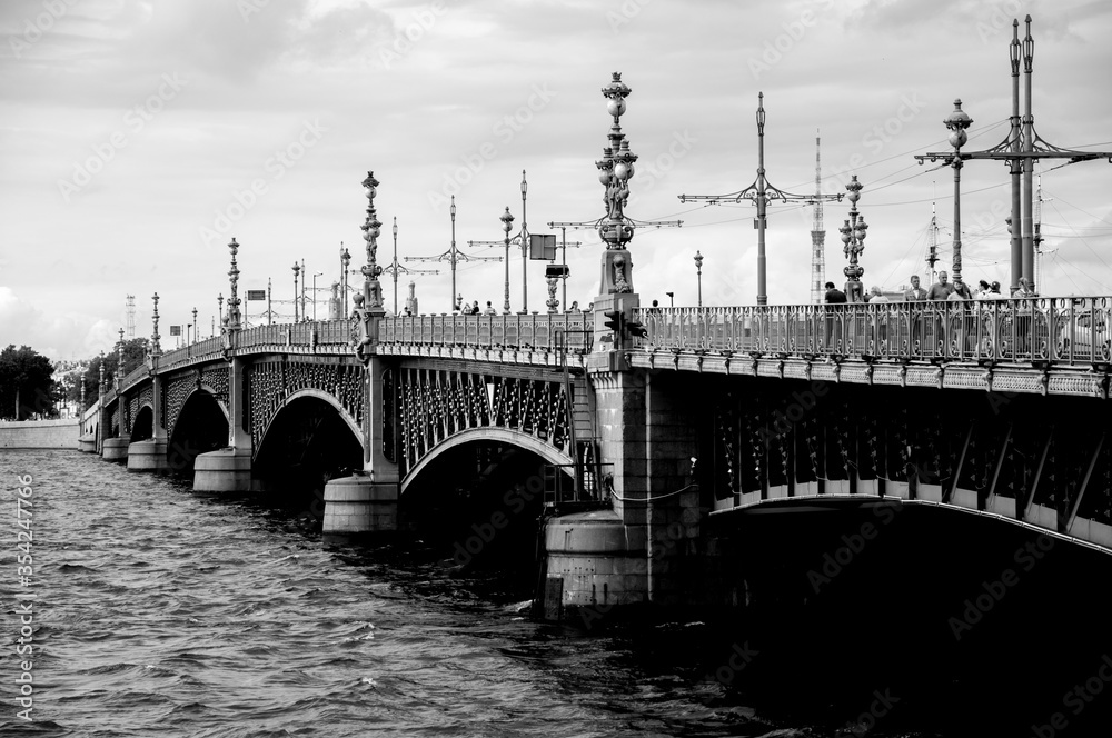 Bridge over the Neva River in St. Petersburg (Russia)