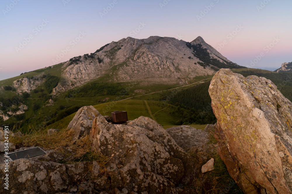 sunset in the mountains in Urkiola, basque country