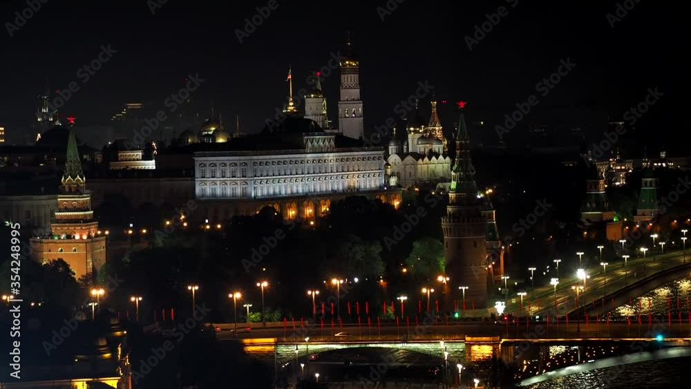 Night view of the Moscow River, Kremlin, and the Great Stone Bridge. Moscow, Russia Night view of the Moscow River, Kremlin, and the Great Stone Bridge. Moscow, Russia