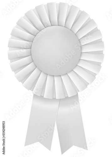 A white third place prize ribbon. Vector illustration.
