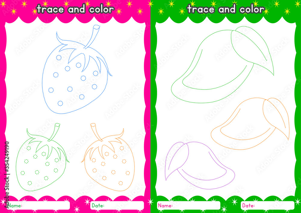 trace and color worksheet, tracing worksheet, coloring page for ...
