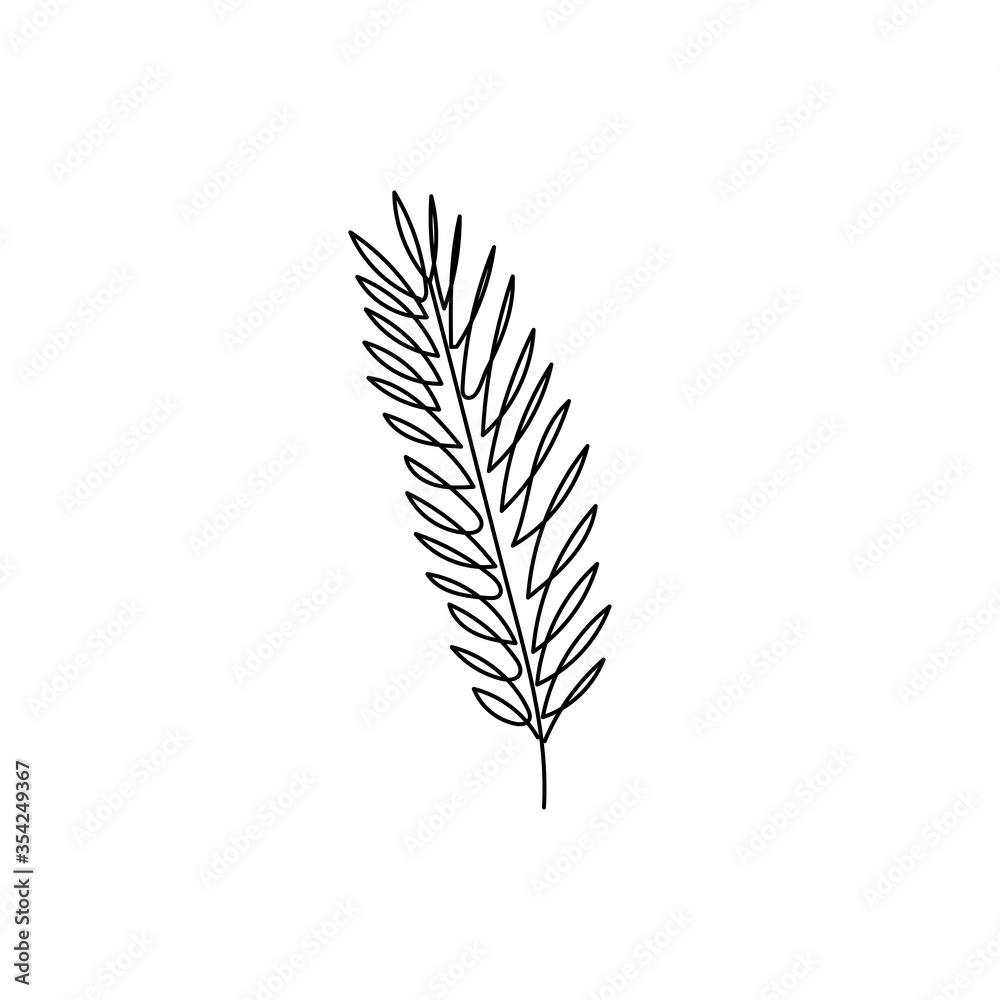 Leaf line art. Abstract plant illustration on white background. Leaf line art. Abstract plant illustration on white background.