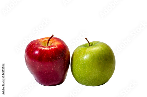 Two apples green and red isolated on white background. Isolate