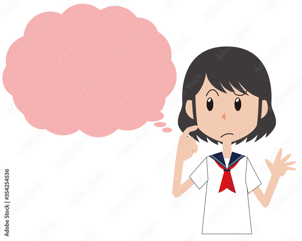 考える女子学生 考える女子学生