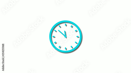 Amazing cyan 3d clock isolated on white background,clock icon