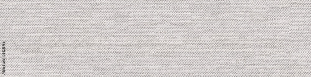 Linen canvas background in superlative white color as part of your design project. Seamless panoramic texture. - obrazy, fototapety, plakaty 