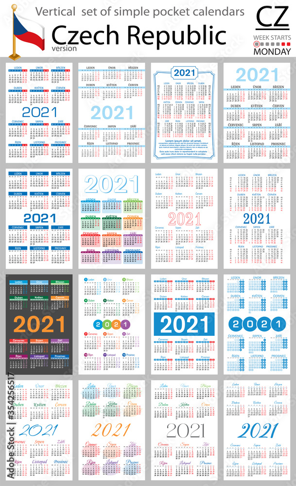Czech vertical pocket calendar for 2021 Czech vertical pocket calendar for 2021