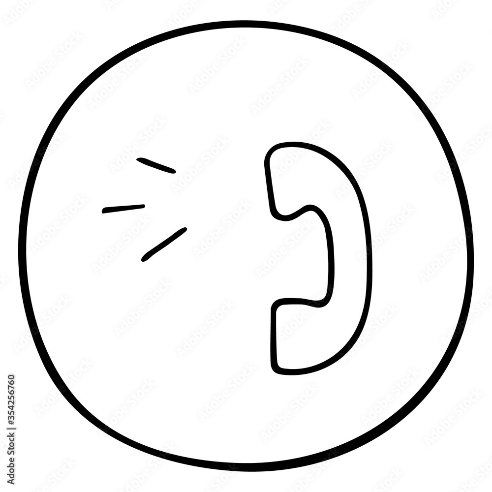 The call. Handset. Vector icon. Outline on an isolated background. Doodle style. Sketch. Voice chat. Call symbol. Negotiations in the distance. Communication technology. Idea for web design, menu. The call. Handset. Vector icon. Outline on an isolated background. Doodle style. Sketch. Voice chat. Call symbol. Negotiations in the distance. Communication technology. Idea for web design, menu.