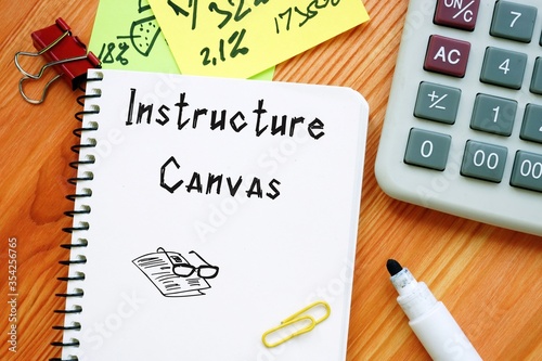 Educational concept about Instructure Canvas with sign on the page. photo