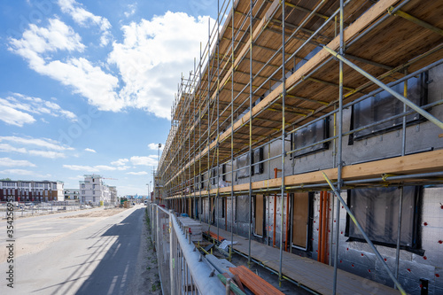 Close up shot of houses under construction