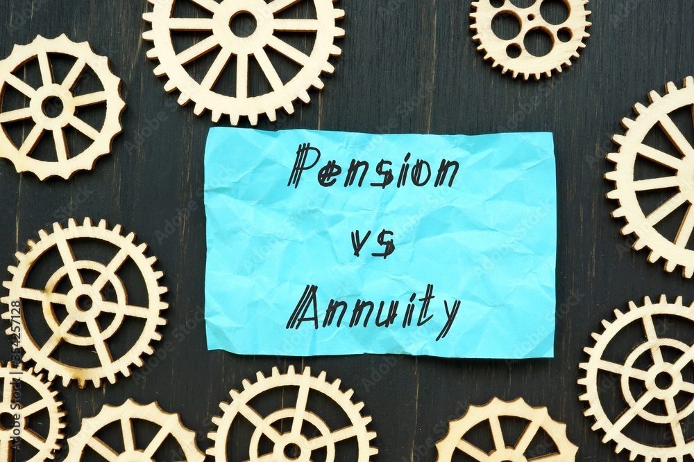 Financial concept meaning Pension vs Annuity with inscription on the sheet.