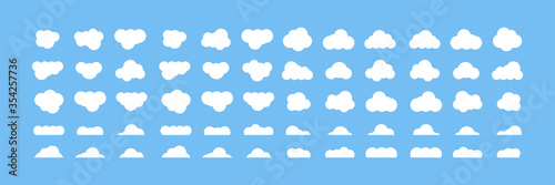 Clouds. Cloud vector icons, isolated. Collection of clouds on background sky. Sky symbols. Weather icon. Vector illustration
