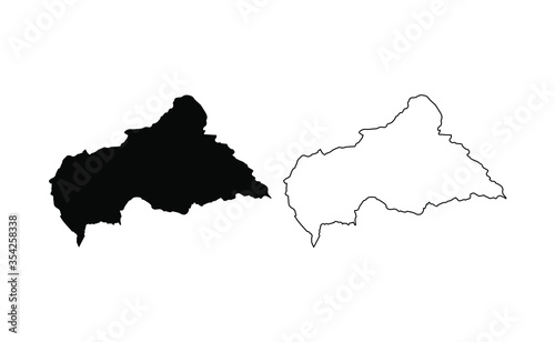 Central African Republic map silhouette line country Africa map illustration vector outline African isolated on white background