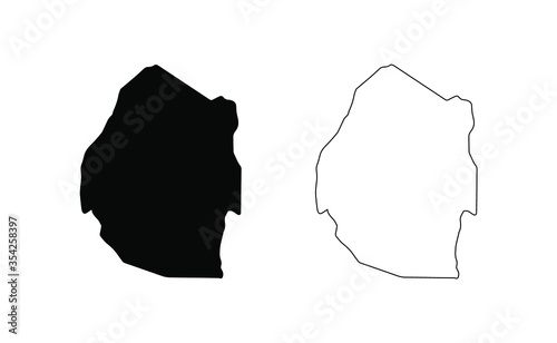 Eswatini map silhouette line country Africa map illustration vector outline African isolated on white background