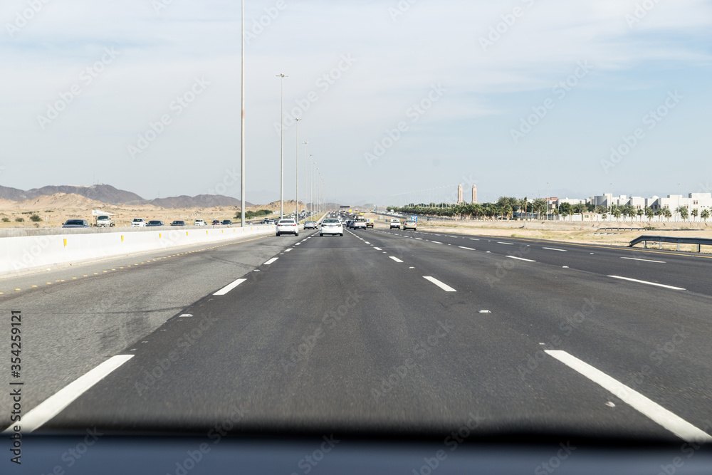 Fototapeta premium highways and dried mountains in the backgrounds 