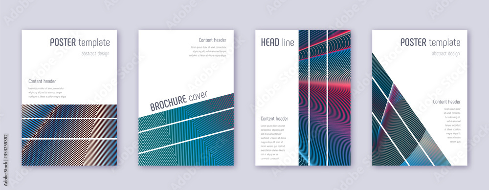 Geometric brochure design template set. Red abstra