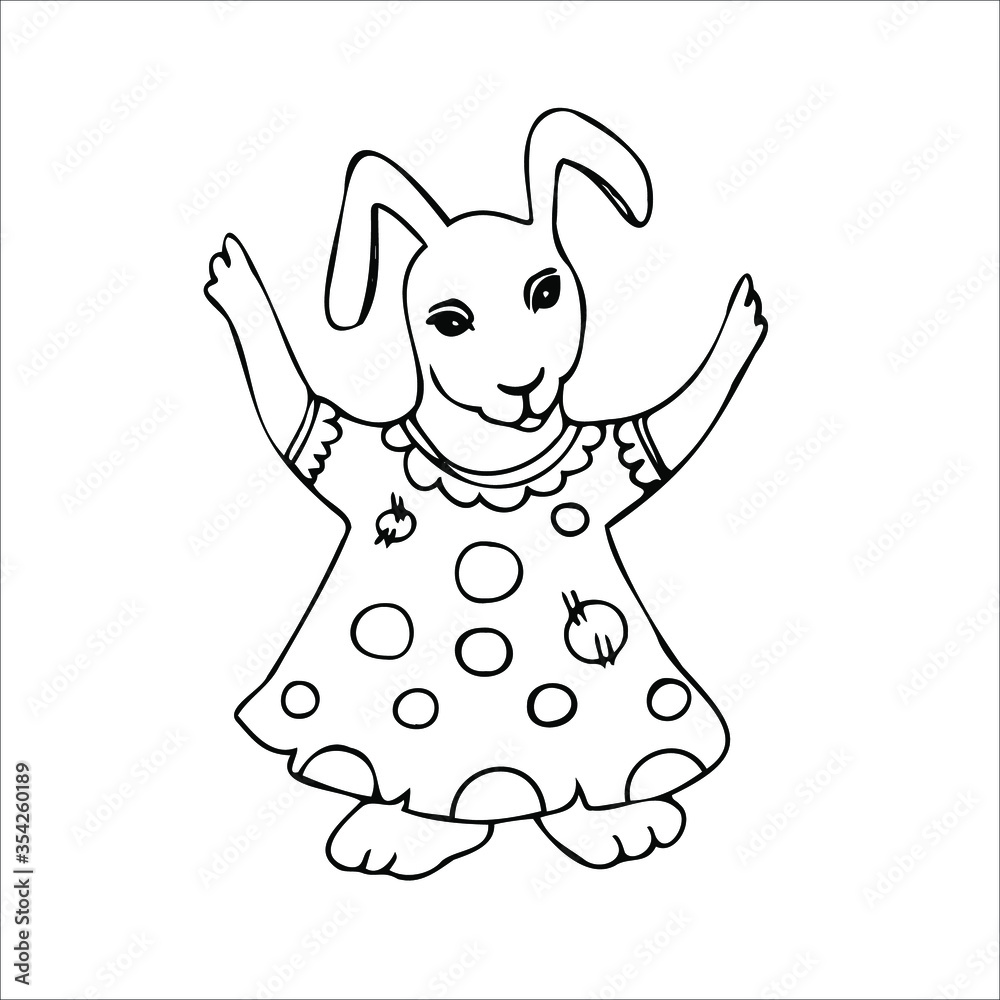 black and white image of a bunny. vector logo