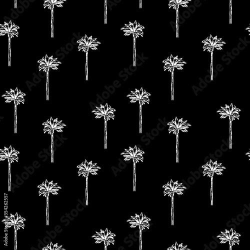 simple graphic palm pattern on black background.