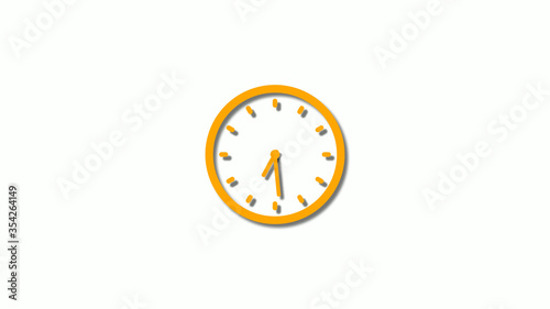 Orange color 3d clock icon,orange counting down 3d clock icon on white background