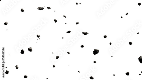 group of asteroids isolated on white background