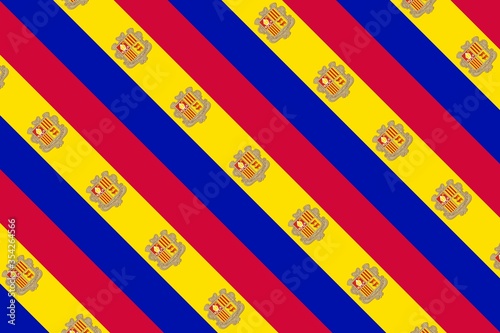 Simple geometric pattern in the colors of the national flag of Andorra