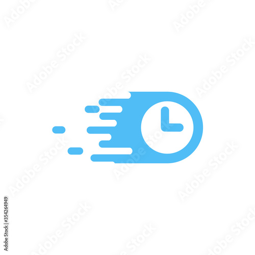 Fast service motion clock logo, fast delivery, express service concept. Stock vector illustration isolated on white background.