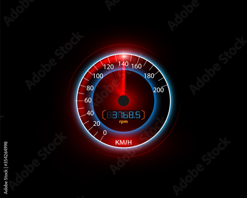 Speed ​​meter motion background with fast speedometer