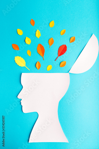 Psychology of woman, a lot of leaves in head