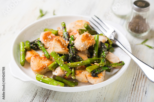 Turkey or Chicken Fillet with Roasted Asparagus