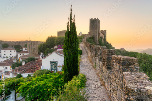 Obidos, Portugal, Europe. Sunset view of the historic town center photo