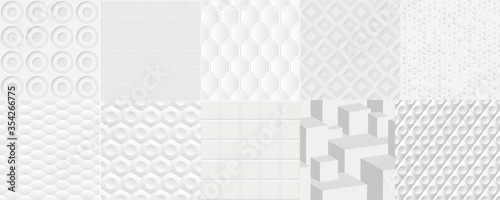 Set of vector seamless tiled patterns patterns. Monochrome stylish clean wallpaper. © Oleksandr