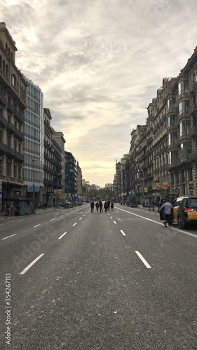 Empty Street in Barcelona city