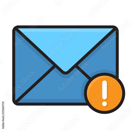 email failed to send. message trouble notification. flat icon vector illustration.