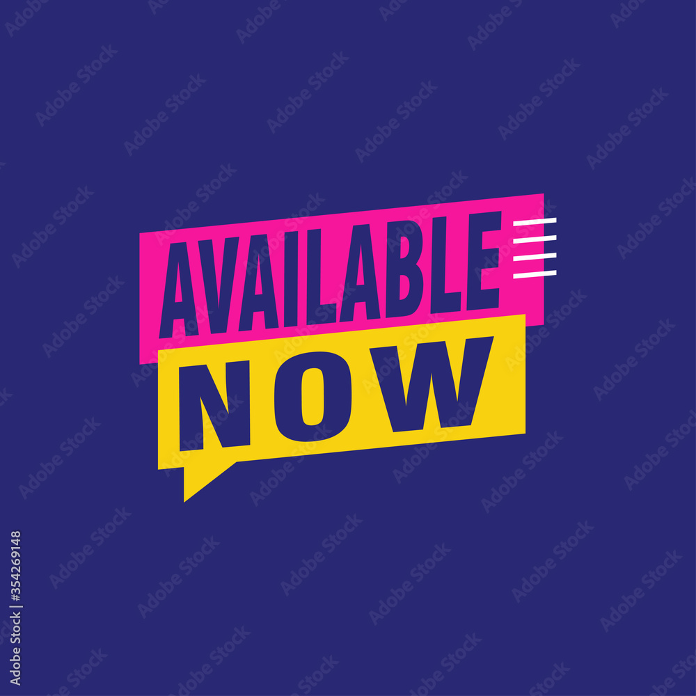 Available now label, badge, seal or burst flat vector icon for apps and websites Available now label, badge, seal or burst flat vector icon for apps and websites