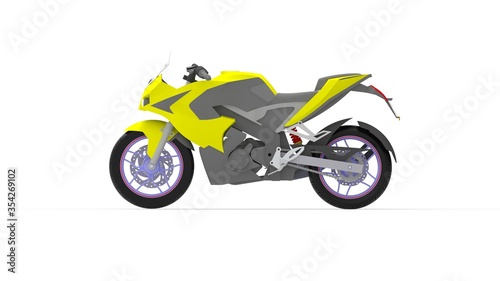 3D rendering of a motorcycle bike moto isolated on white studio background
