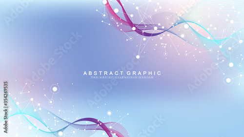 Scientific vector illustration genetic engineering and gene manipulation concept. DNA helix, DNA strand, molecule or atom, neurons. Abstract structure for Science or medical background. CRISPR CAS9.