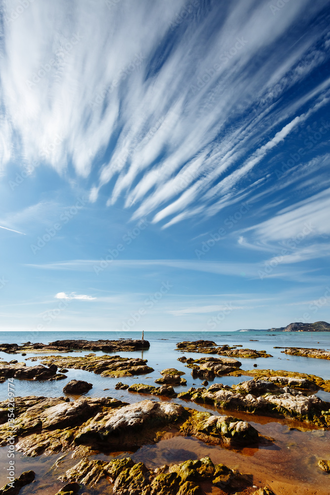 Breathtaking sea with white clouds. Sicily, Italy Europe. Breathtaking sea with white clouds. Sicily, Italy Europe.