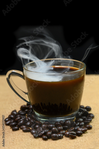 Coffee with a grain of black background