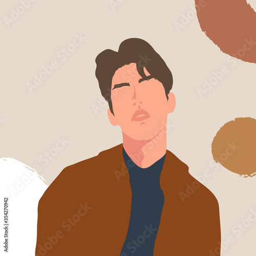 Abstract people vector. Trendy Male characters, Men portrait hand drawn with modern minimal style for prints, fashion, social media cover design, poster and background. Vector illustration.
