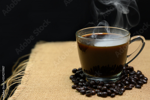 Coffee with a grain of black background