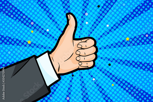 The gesture of Like in pop art style.