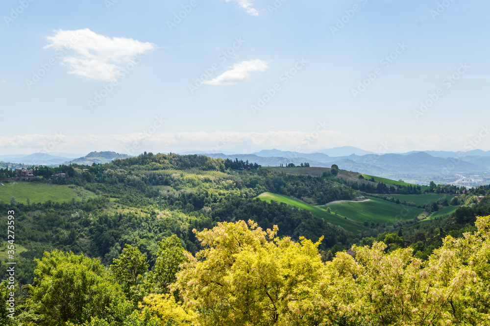 Obraz premium Hills around Bologna viewed from Monte della Guardia hill