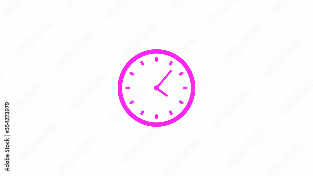 Pink clock animation on white background,Counting down clock icon Pink clock animation on white background,Counting down clock icon